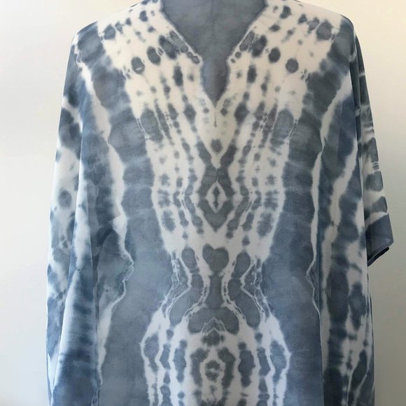 Elena Rosenberg Wearable Fiber Art Tops - 100% Silk Artist Made Shibori Dyed Open Front Women's Jacket / Cape